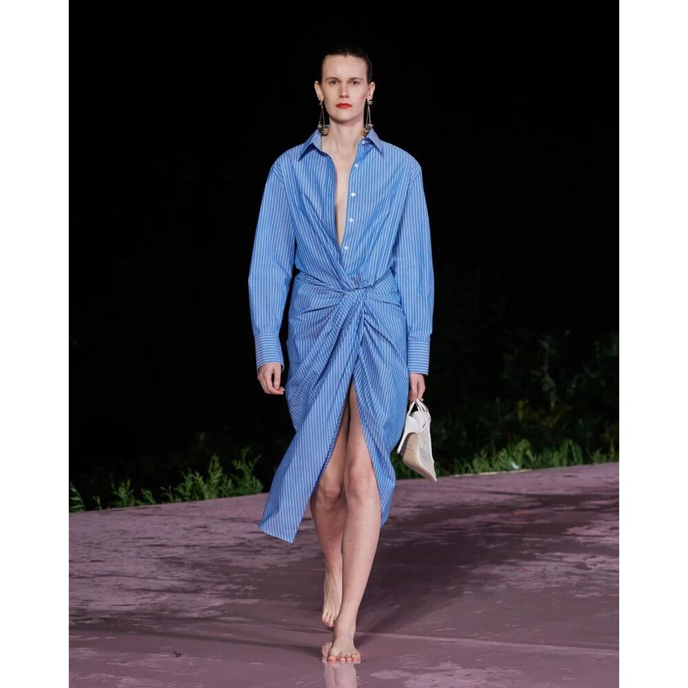 Runway. Carolina Herrera Striped Midi Length Dress